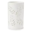 White Leaf Cutout Ceramic Hurricane