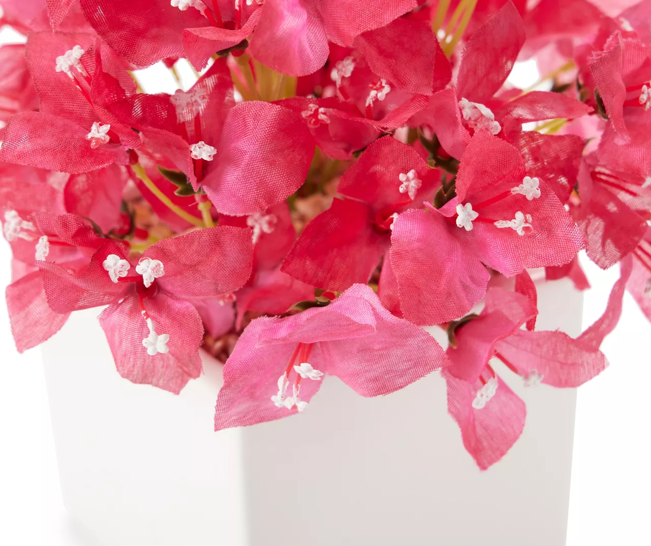 Grecian Getaway Red Artificial Bougainvillea Arrangement With White Pot 2 Grecian Getaway Red Artificial Bougainvillea Arrangement With White Pot - Image 2