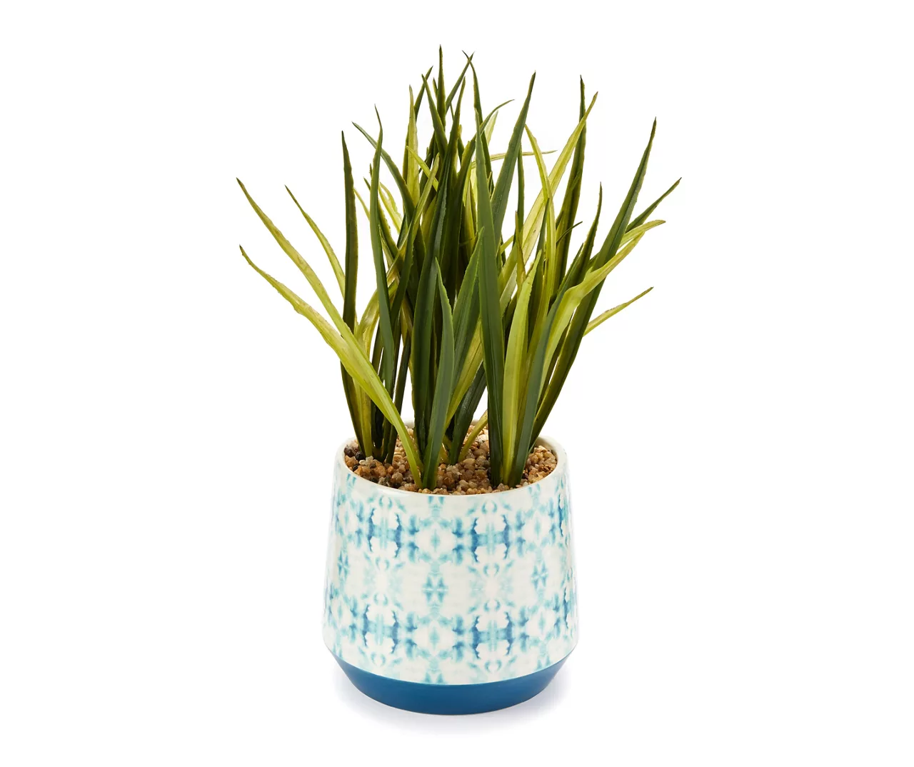Grecian Getaway Green Artificial Greenery With White & Blue Ceramic Pot 1 Grecian Getaway Green Artificial Greenery With White & Blue Ceramic Pot