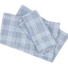 Blue & White Grid Plaid Queen 4-Piece Microfiber Sheet Set
