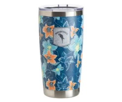 Blue & Orange Floral Travel Tumbler, 20 Oz.
