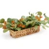 New Beginnings Green & Orange Artificial Greenery In Woven Tray