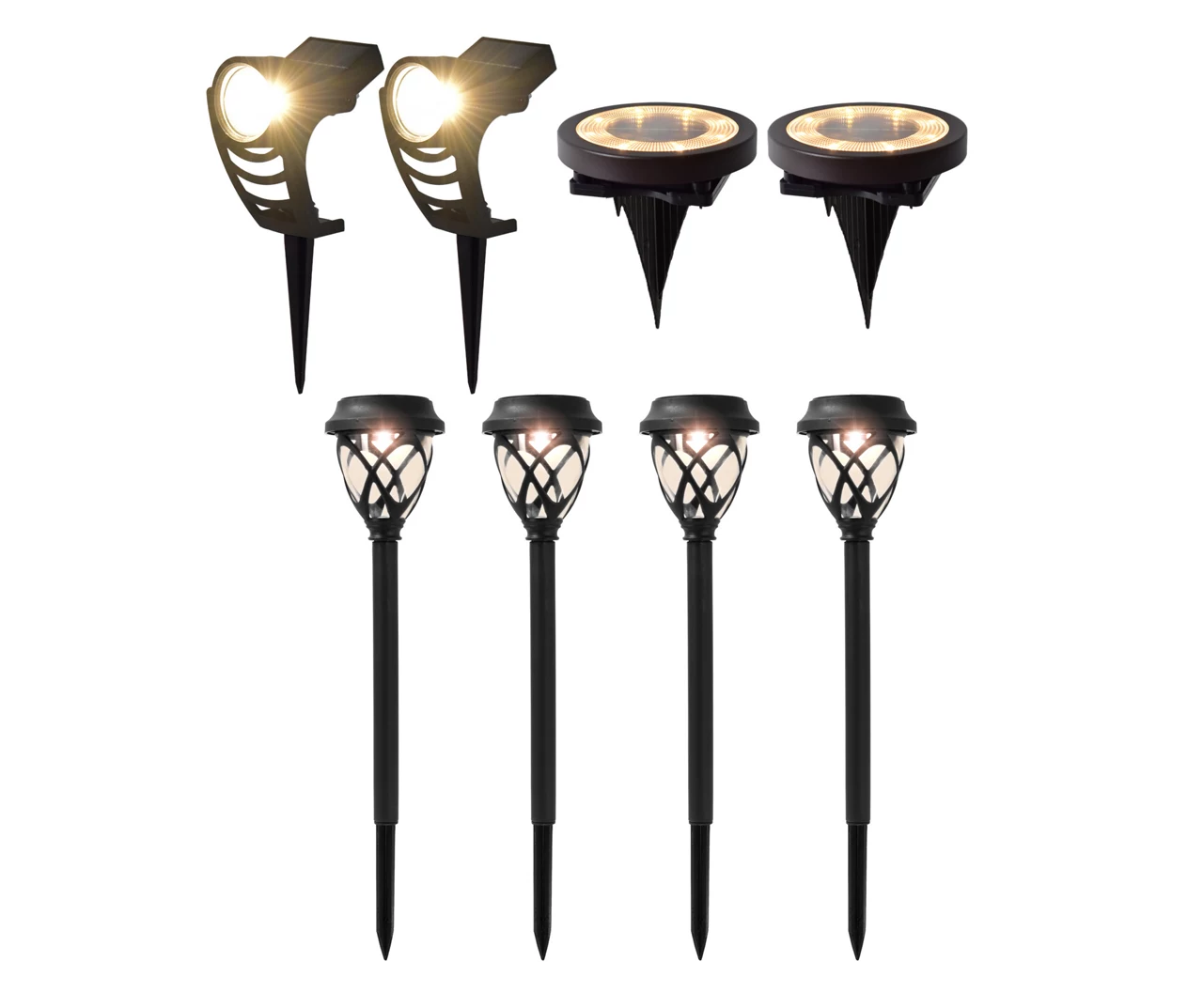 Yard Stake, Spotlight & Disc Light 8-Piece LED Solar Pathway Marker Set 1 Yard Stake, Spotlight & Disc Light 8-Piece LED Solar Pathway Marker Set