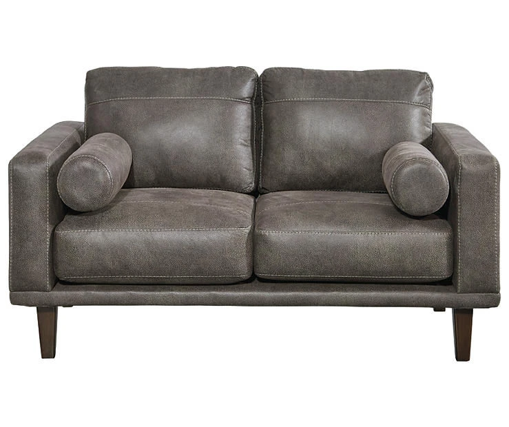Arroyo Smoke Faux Leather Loveseat 1 Arroyo Smoke Faux Leather Loveseat