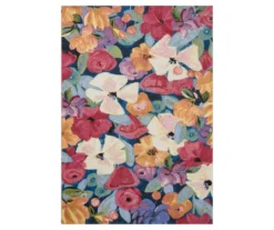 Bouquet Navy & Multi-Color Floral Outdoor Area Rug, (6' X 9.5')