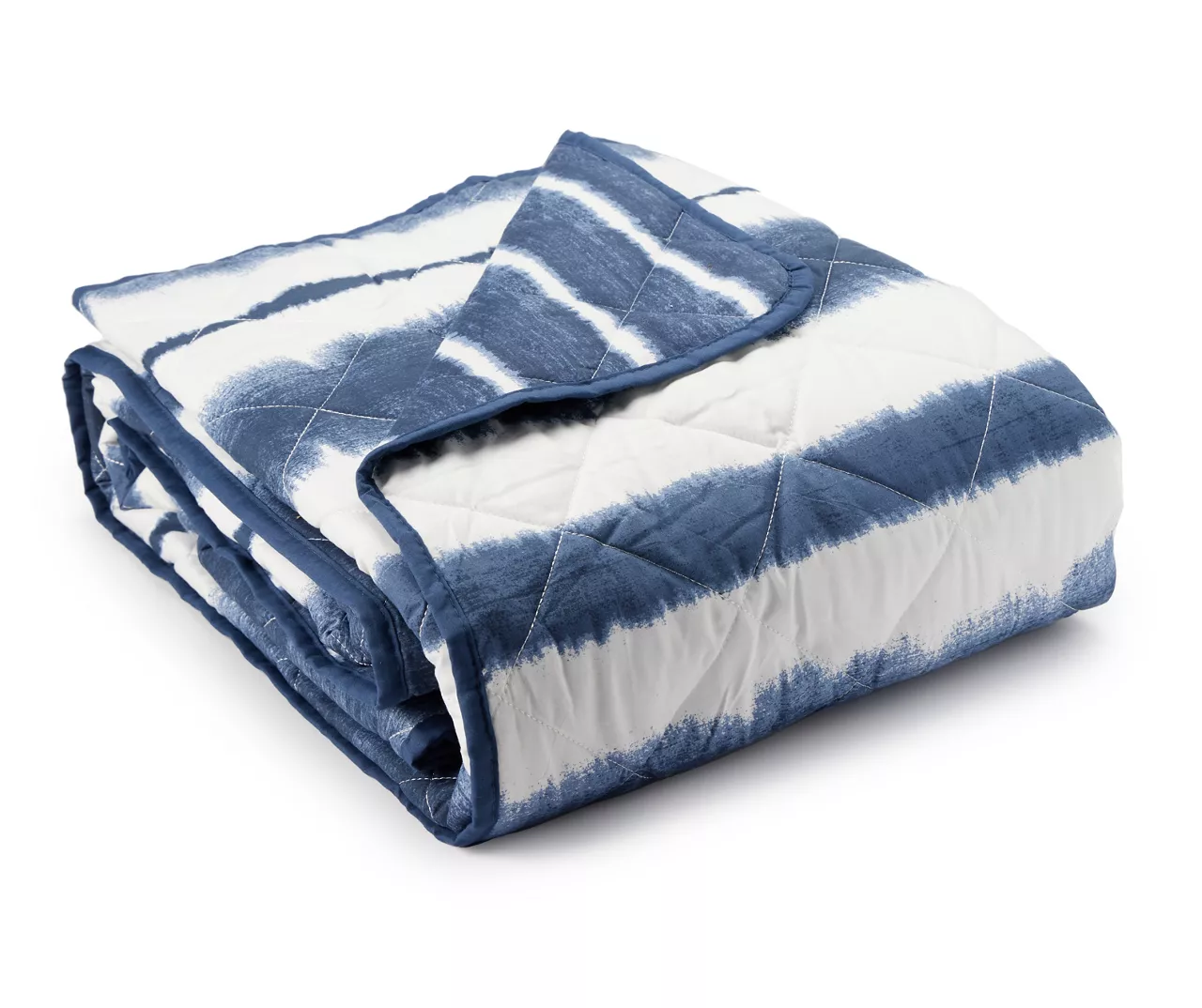 Real Living Grecian Getaway Navy & White Tie-Dye Stripe Reversible Microfiber Quilt 1 Real Living Grecian Getaway Navy & White Tie-Dye Stripe Reversible Microfiber Quilt