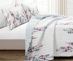 Lush Decor Mirabelle Blue & Dark Pink Watercolor Floral Quilt Set -Northlight Outlet Home Store 810595972 1