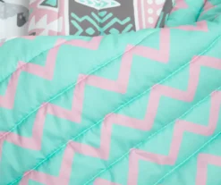Pink & Aqua Boho Llama Reversible Twin 2-Piece Quilt Set -Northlight Outlet Home Store 810596018 3