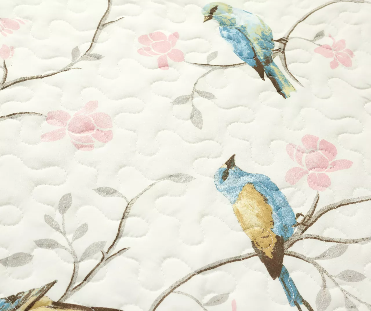 Lush Decor White, Blue & Pink Bird & Floral Reversible Quilt Set 4 Lush Decor White, Blue & Pink Bird & Floral Reversible Quilt Set - Image 4