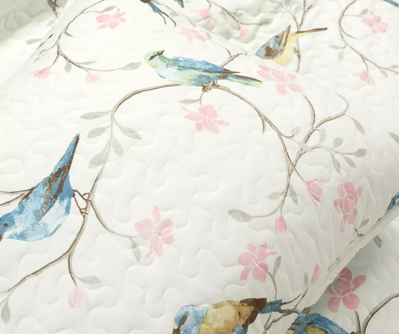Lush Decor White, Blue & Pink Bird & Floral Reversible Quilt Set 6 Lush Decor White, Blue & Pink Bird & Floral Reversible Quilt Set - Image 6