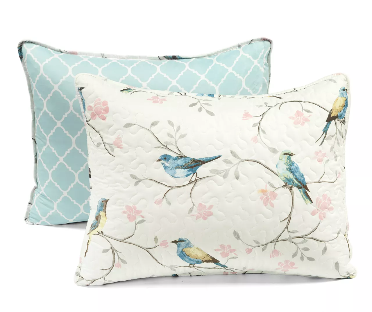 Lush Decor White, Blue & Pink Bird & Floral Reversible Quilt Set 8 Lush Decor White, Blue & Pink Bird & Floral Reversible Quilt Set - Image 8