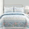 Lush Decor Blue Floral & Stripe Cotton Reversible Quilt Set