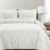 Lush Decor Avon White Ruffled Helix Pattern Quilt Set