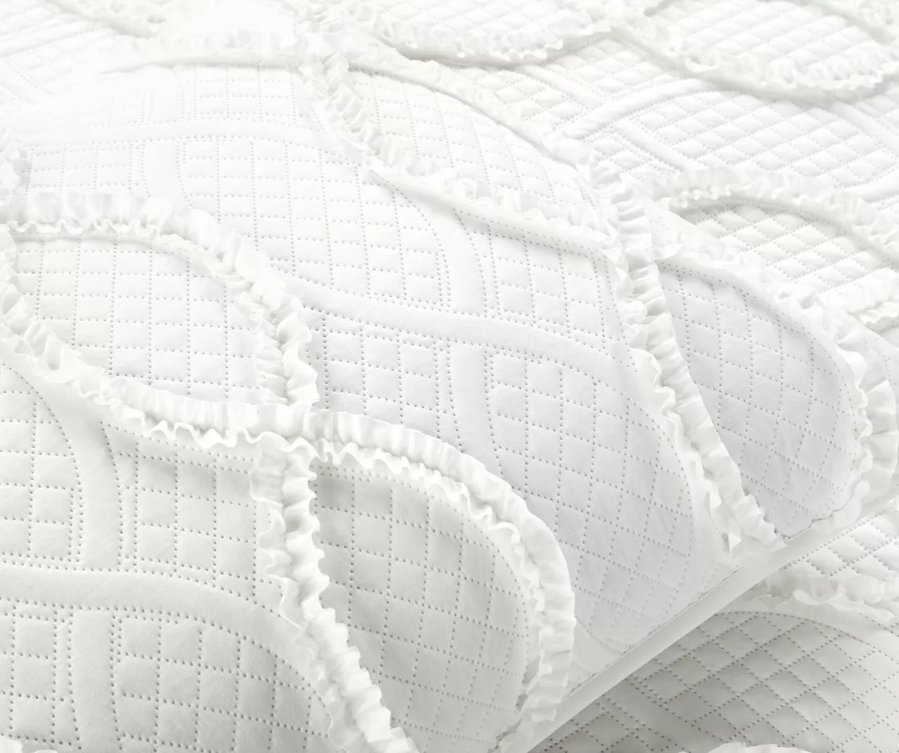 Lush Decor Avon White Ruffled Helix Pattern Quilt Set 6 Lush Decor Avon White Ruffled Helix Pattern Quilt Set - Image 6