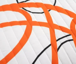 White & Orange Basketball Reversible Full/Queen 5-Piece Quilt Set -Northlight Outlet Home Store 810596047 2