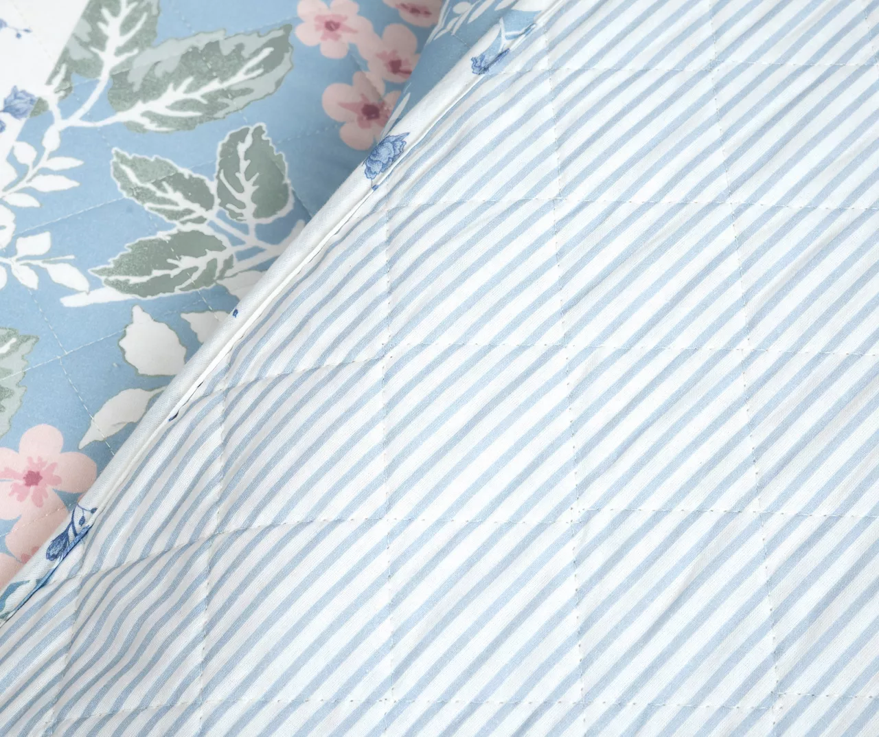 Lush Decor Blue Floral & Stripe Cotton Reversible Quilt Set 12 Lush Decor Blue Floral & Stripe Cotton Reversible Quilt Set - Image 12