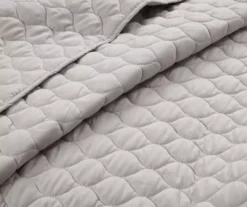 Ella Light Gray Ruffle & Lace-Trim Full/Queen 3-Piece Quilt Set -Northlight Outlet Home Store 810596066 3