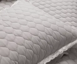 Ella Light Gray Ruffle & Lace-Trim Full/Queen 3-Piece Quilt Set -Northlight Outlet Home Store 810596066 5