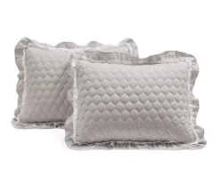 Ella Light Gray Ruffle & Lace-Trim Full/Queen 3-Piece Quilt Set -Northlight Outlet Home Store 810596066 6