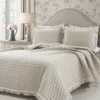 Ella Beige Ruffle & Lace-Trim Full/Queen 3-Piece Quilt Set