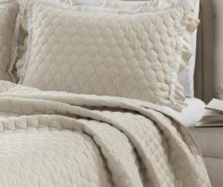 Ella Beige Ruffle & Lace-Trim Full/Queen 3-Piece Quilt Set -Northlight Outlet Home Store 810596067 2