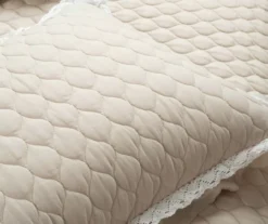 Ella Beige Ruffle & Lace-Trim Full/Queen 3-Piece Quilt Set -Northlight Outlet Home Store 810596067 5