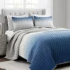 Navy & Gray Crinkle Ombre Full/Queen 3-Piece Quilt Set
