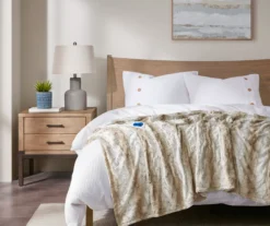 Marselle Stripe Faux Fur Heated Throw, (50" X 70") -Northlight Outlet Home Store 810598129 1