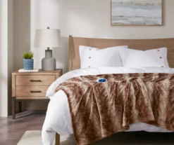 Marselle Stripe Faux Fur Heated Throw, (50" X 70")