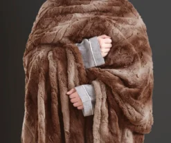 Marselle Stripe Faux Fur Heated Throw, (50" X 70") -Northlight Outlet Home Store 810598131 3