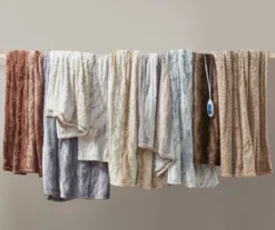 Marselle Stripe Faux Fur Heated Throw, (50" X 70") -Northlight Outlet Home Store 810598131 7