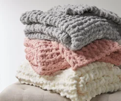 Chunky-Knit Handmade Throw, (50" X 60") -Northlight Outlet Home Store 810598138 5