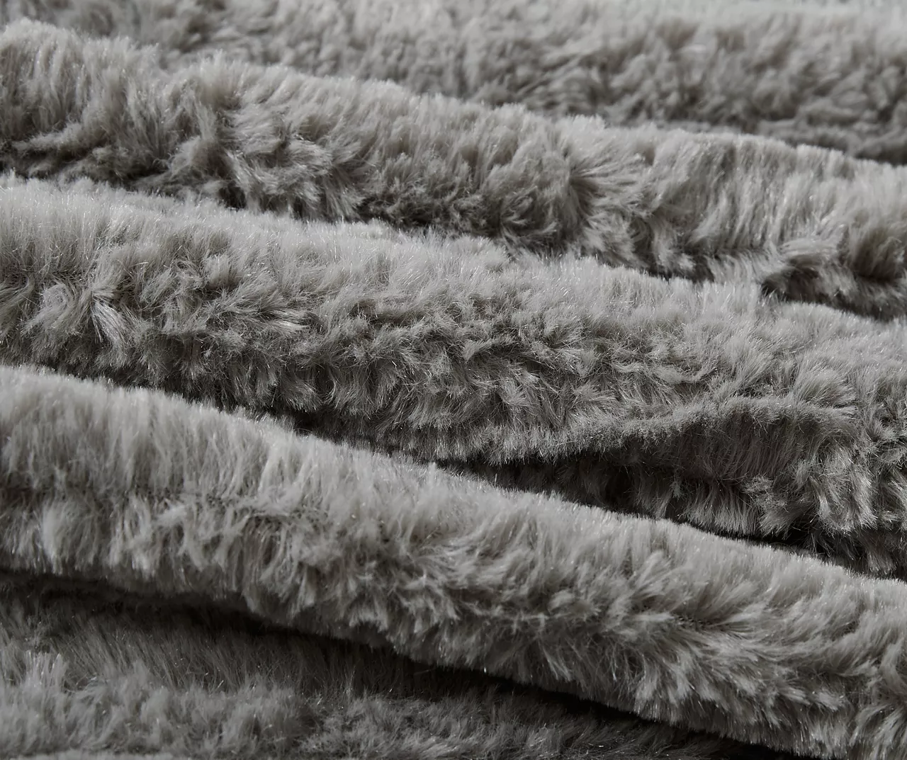 Polar Gray Patchwork Stripe Faux Fur King/California King 3-Piece Comforter Set 5 Polar Gray Patchwork Stripe Faux Fur King/California King 3-Piece Comforter Set - Image 5