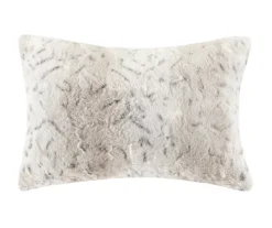 Marselle White & Tan Snow Leopard Print Faux Fur King 4-Piece Comforter Set -Northlight Outlet Home Store 810598174 810598175 4