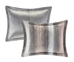 Marselle Blush & Gray Stripe Faux Fur King 4-Piece Comforter Set 11 Marselle Blush & Gray Stripe Faux Fur King 4-Piece Comforter Set -Northlight Outlet Home Store 810598176 810598177 3