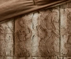 Marselle Brown & Tan Stripe Faux Fur Full/Queen 4-Piece Comforter Set -Northlight Outlet Home Store 810598184 810598185 4