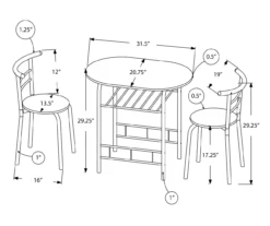 Monarch 3-Piece Dining Set -Northlight Outlet Home Store 810598493 A7