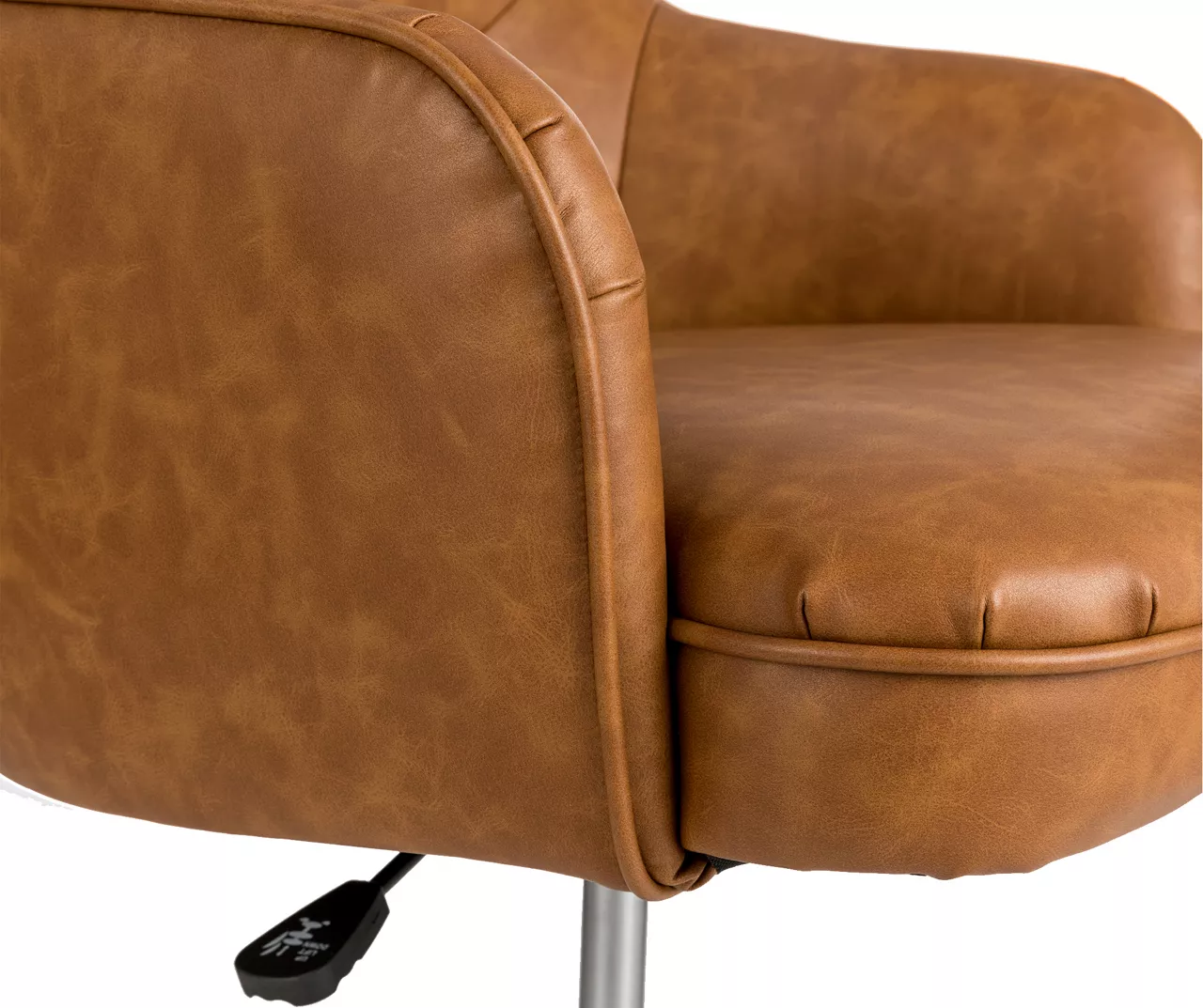 Caramel Brown Faux Leather Tufted Adjustable Office Chair 4 Caramel Brown Faux Leather Tufted Adjustable Office Chair - Image 4