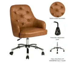 Caramel Brown Faux Leather Tufted Adjustable Office Chair 13 Caramel Brown Faux Leather Tufted Adjustable Office Chair -Northlight Outlet Home Store 810598931 A0 6