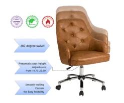 Caramel Brown Faux Leather Tufted Adjustable Office Chair 14 Caramel Brown Faux Leather Tufted Adjustable Office Chair -Northlight Outlet Home Store 810598931 A0 7