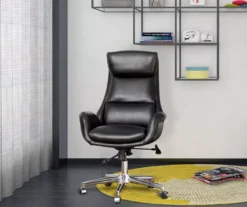 Black Mid-Century Modern Faux Leather Executive Office Chair 9 Black Mid-Century Modern Faux Leather Executive Office Chair -Northlight Outlet Home Store 810598936 A0 3