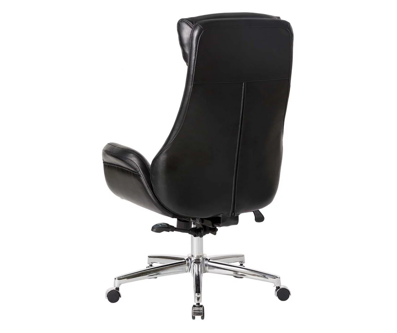 Black Mid-Century Modern Faux Leather Executive Office Chair 4 Black Mid-Century Modern Faux Leather Executive Office Chair - Image 4