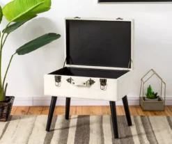 Seashell White Velvet Suitcase Storage Stool -Northlight Outlet Home Store 810598945 A0 3