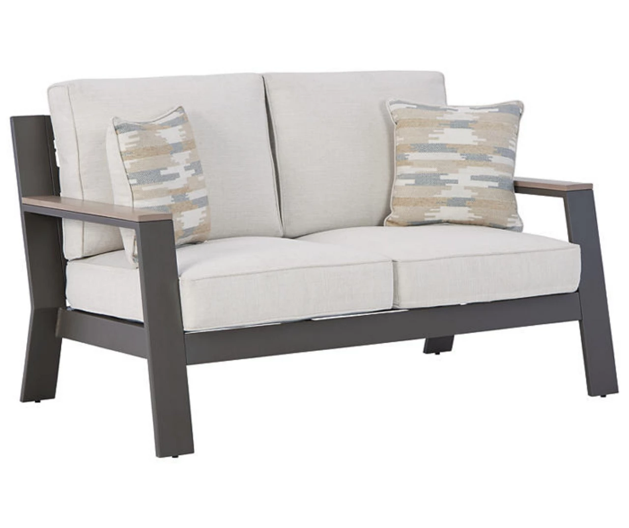 Tropicava Wood Look & Metal Cushioned Patio Loveseat 2 Tropicava Wood Look & Metal Cushioned Patio Loveseat - Image 2
