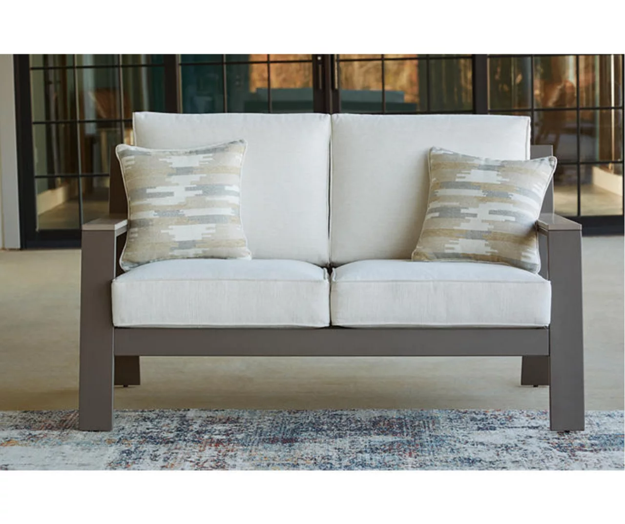 Tropicava Wood Look & Metal Cushioned Patio Loveseat 5 Tropicava Wood Look & Metal Cushioned Patio Loveseat - Image 5