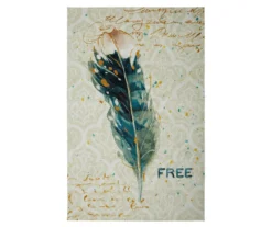 "Free" Feather Cream & Teal Area Rug, (8' X 10')
