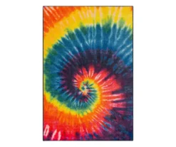 Tie-Dye Swirl Rainbow Area Rug, (8' X 10')