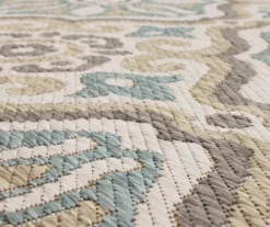 Waterside Light Gray & Turquoise Geometric Outdoor Area Rug, (5' 3" X 7.5') -Northlight Outlet Home Store 810600324 A8 3