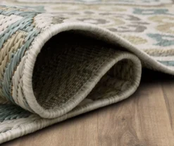 Waterside Light Gray & Turquoise Geometric Outdoor Area Rug, (5' 3" X 7.5') -Northlight Outlet Home Store 810600324 A8 5