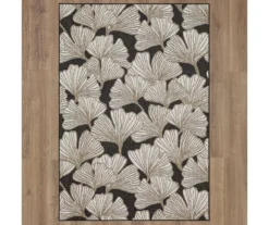 Mohawk Treasured Garden Dark Gray & White Botanical Outdoor Area Rug -Northlight Outlet Home Store 810600351 A0 2